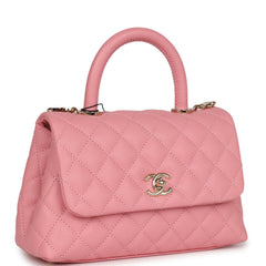 Chanel Small Coco Handle Dark Pink Caviar Light Gold Hardware