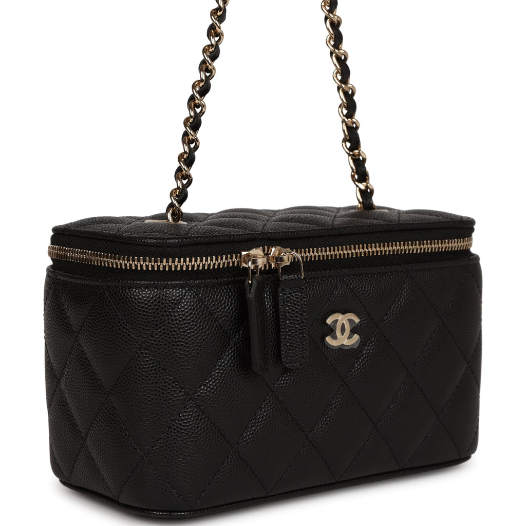 CHANEL Lambskin Quilted Small Top Handle Vanity Case With Chain