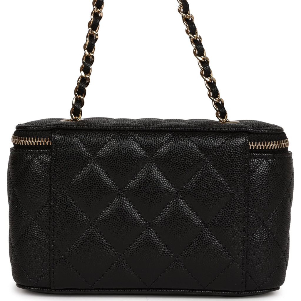 Black Quilted Lambskin Mini Vanity with Chain Gold Hardware, 2021
