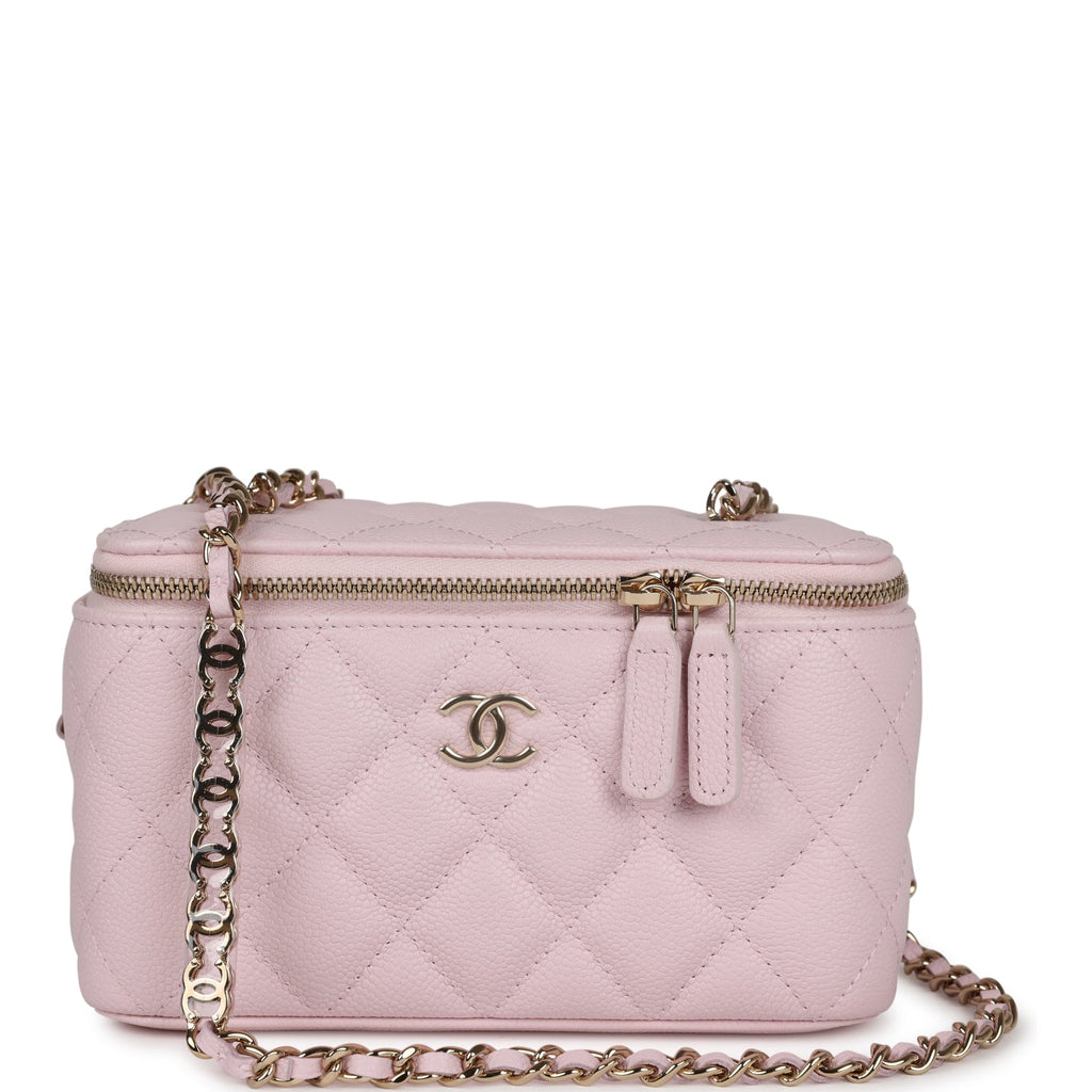 Chanel Light Pink Quilted Caviar Leather Mini Vanity Case with Chain Bag -  Yoogi's Closet
