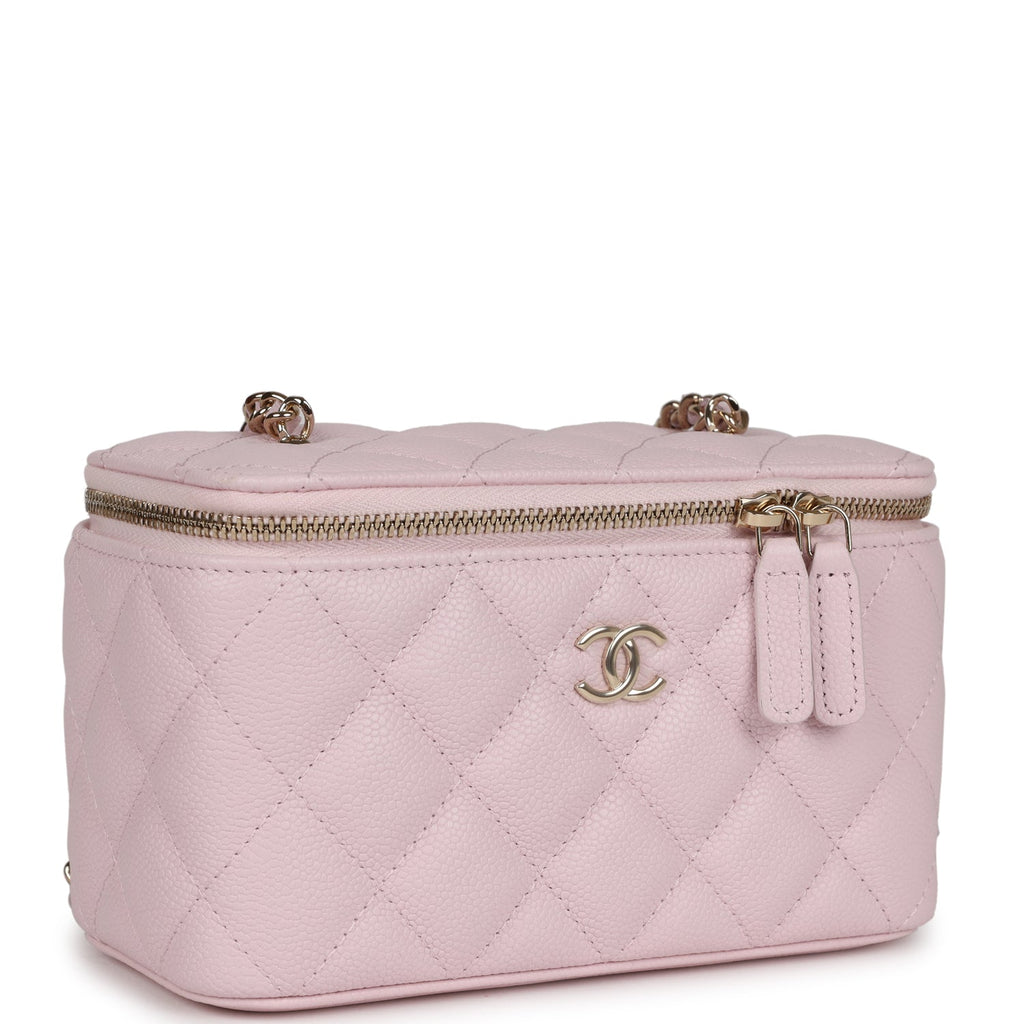 CHANEL Lambskin Quilted Pearl Crush Mini Vanity Case With Chain White  741790