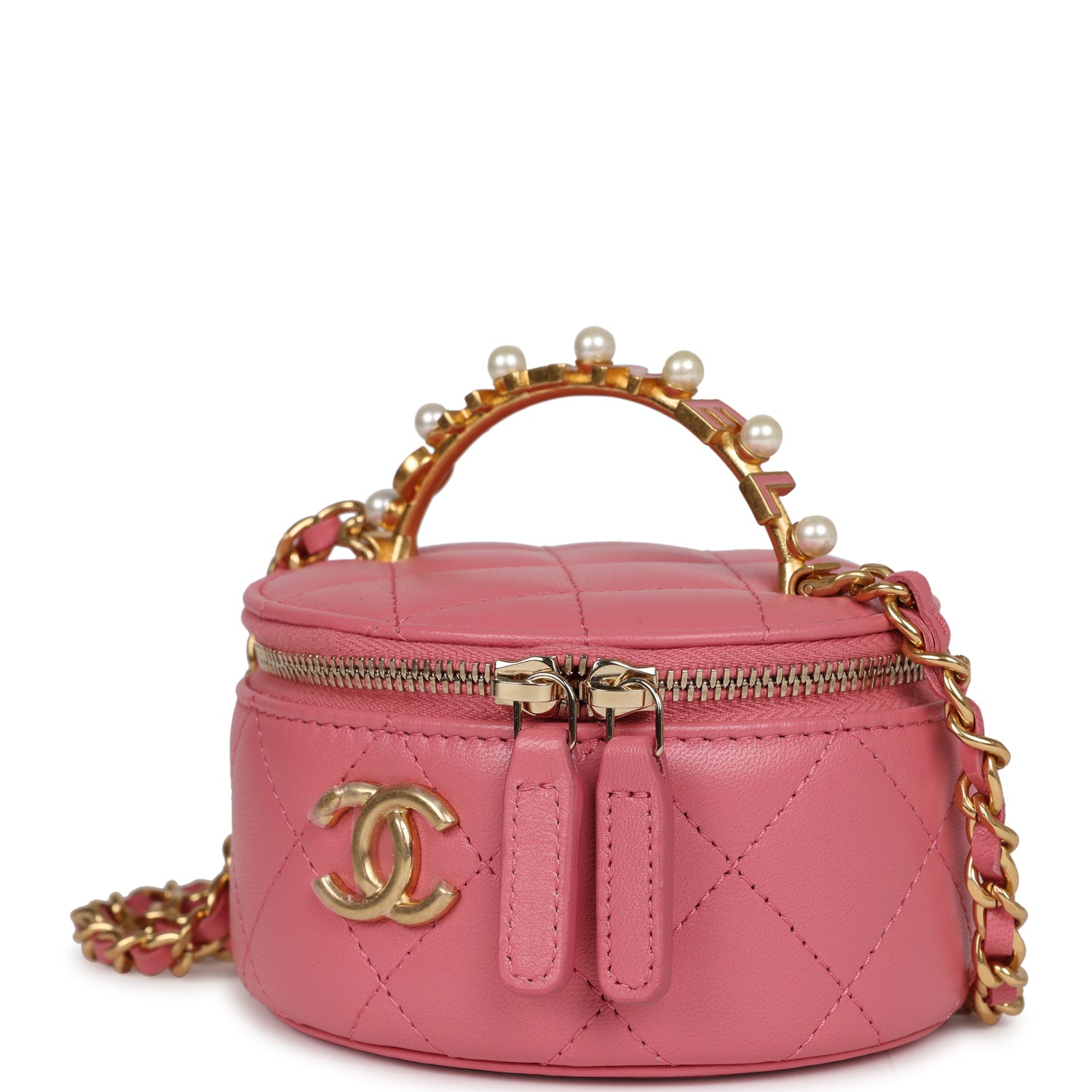 CHANEL 25S MINI VANITY BAG 11 CM IN LIGHT PINK LAMBSKIN WITH GOLD HARDWARE