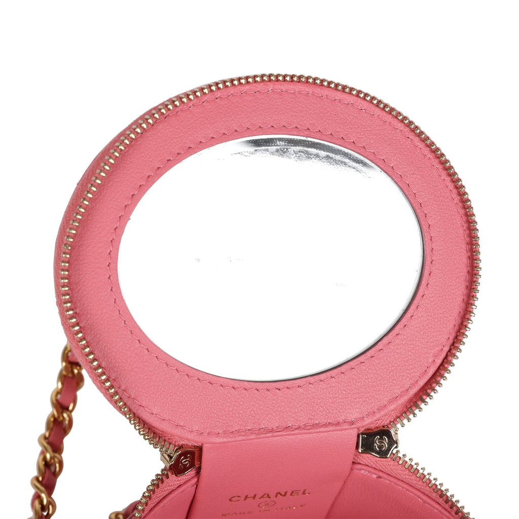 Chanel Mini Round Top Handle Vanity Case Dark Pink Lambskin Gold Hardw –  Madison Avenue Couture