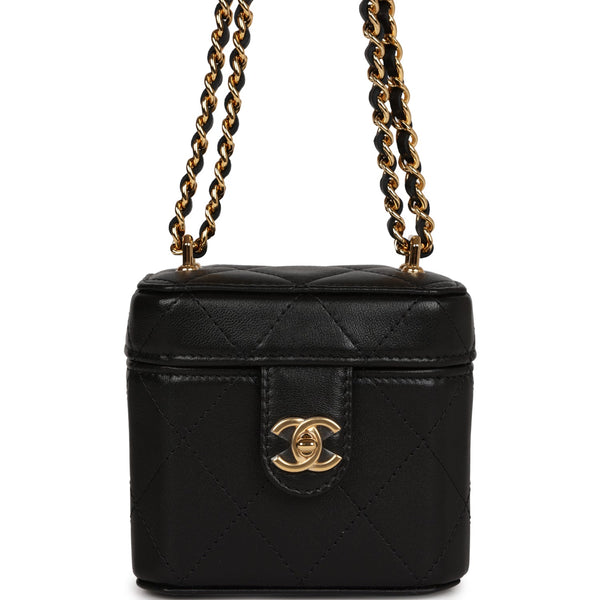 Chanel Mini Quilted Trendy CC Clutch With Chain Black Lambskin Gold Ha –  Coco Approved Studio