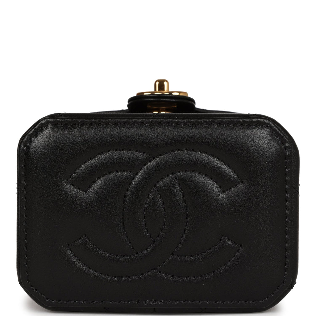 Chanel Classic Vanity Pouch with Handle Light Beige Lambskin Gold Hardware