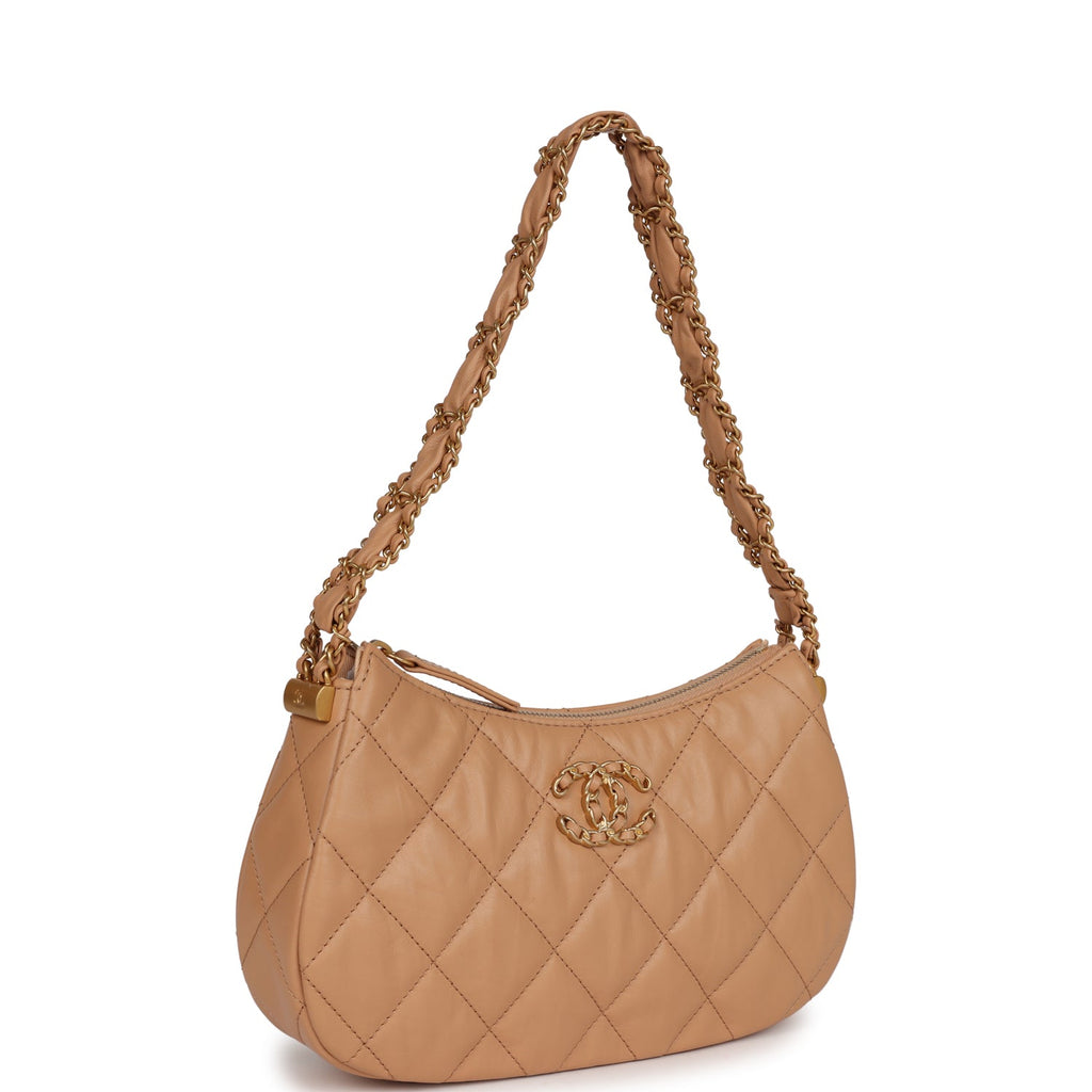 Chanel 19 Shopping Bag Quilted Leather Medium Brown