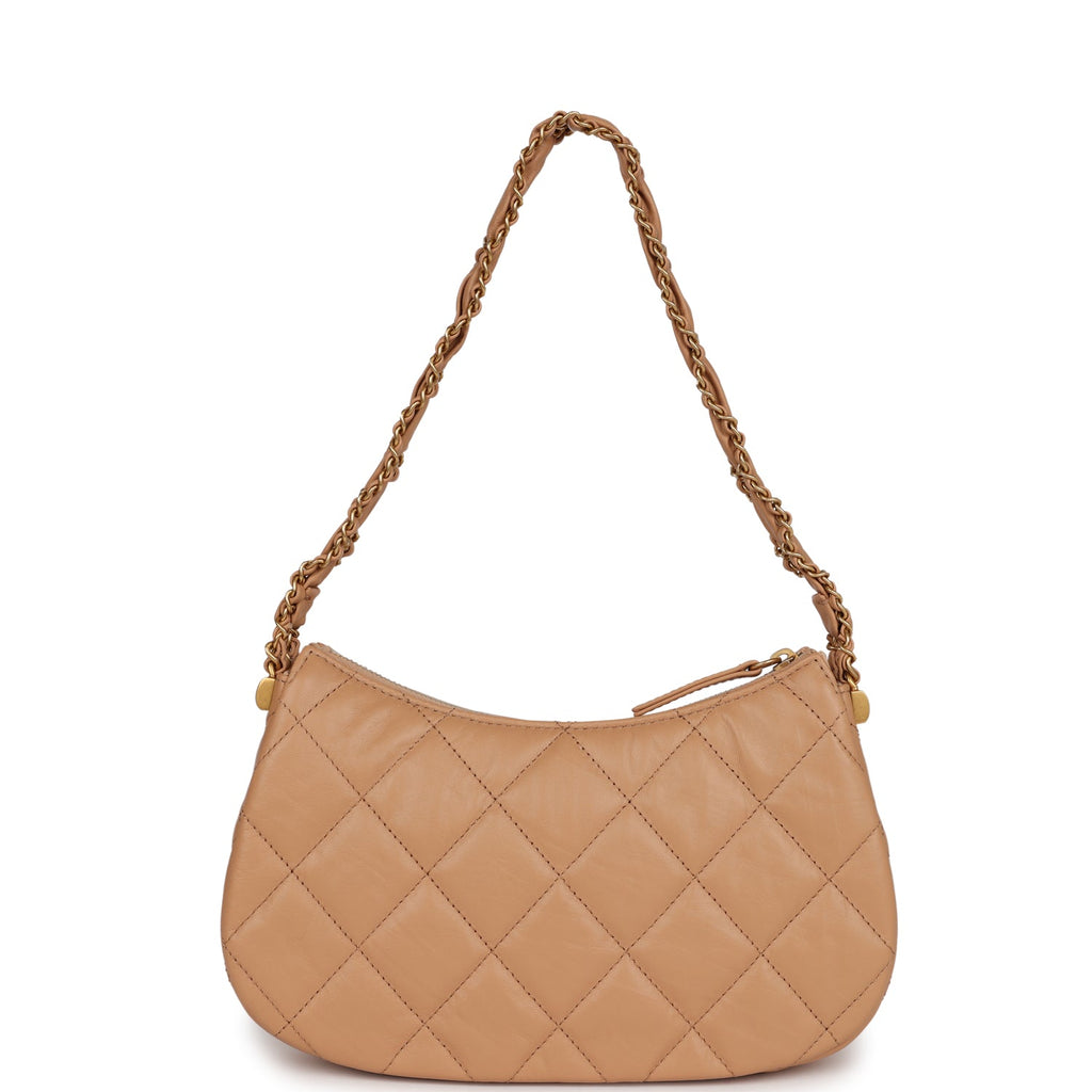 CHANEL, Bags, Chanel Gabrielle Hobo Quilted Metallic Aged Calfskin Small  Gold