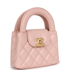 Chanel Nano Kelly Shopper Pink Shiny Aged Calfskin Brushed Gold Hardware