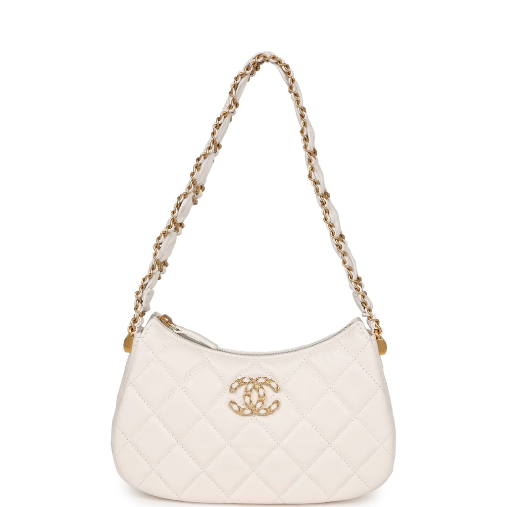 Chanel 19 Hobo Bag White Aged Calfskin Brushed Gold Hardware – Madison  Avenue Couture