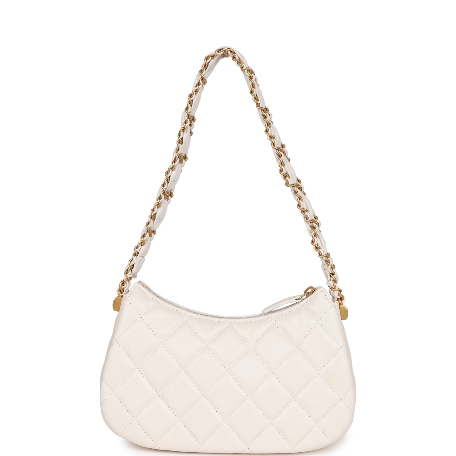 Chanel 19 Hobo Bag White Aged Calfskin Brushed Gold Hardware – Madison ...