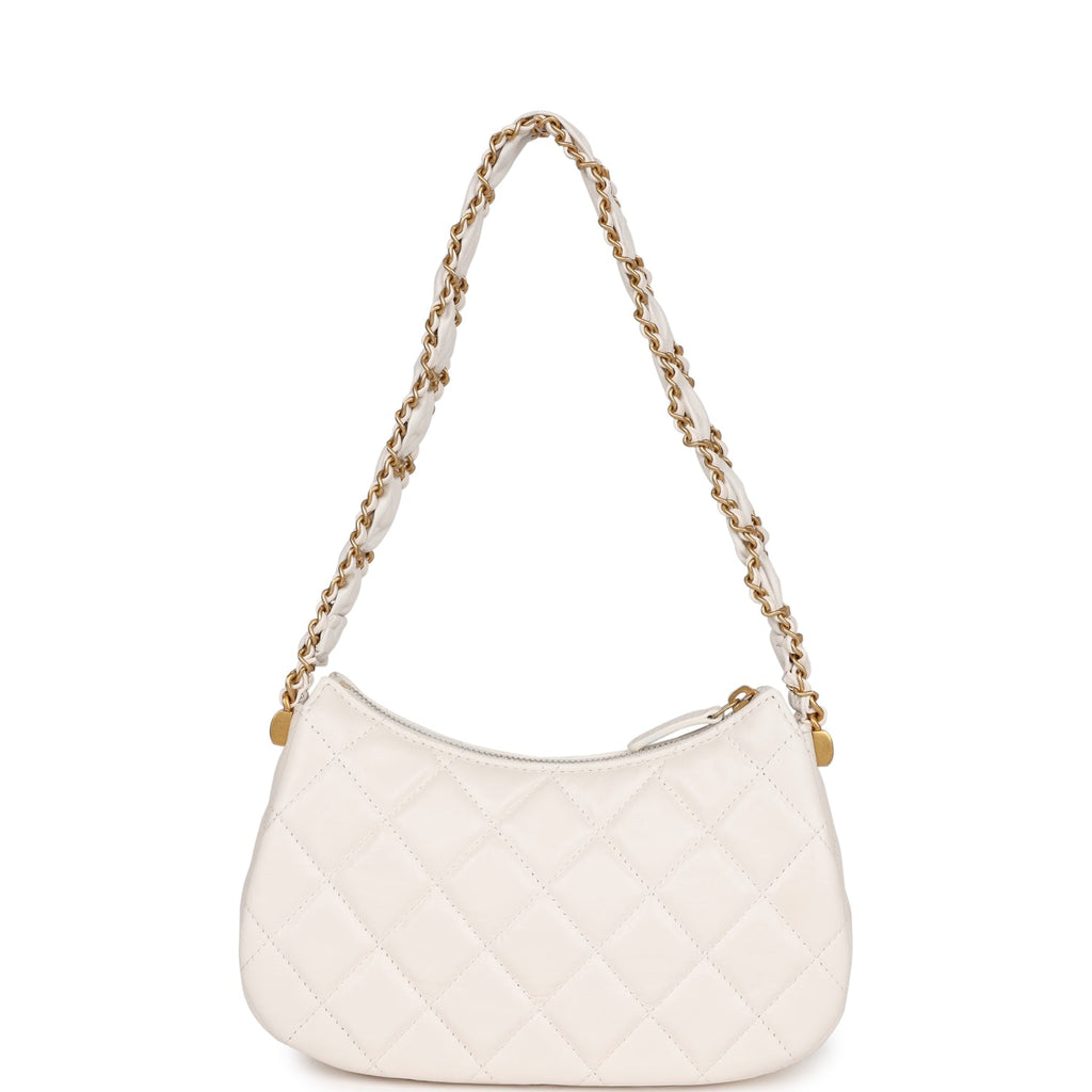 Chanel White Quilted Calfskin Hobo Bag Gold Hardware, 2022 (Very Good)