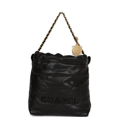 Chanel Mini 22 Bag Black Caviar Gold Hardware