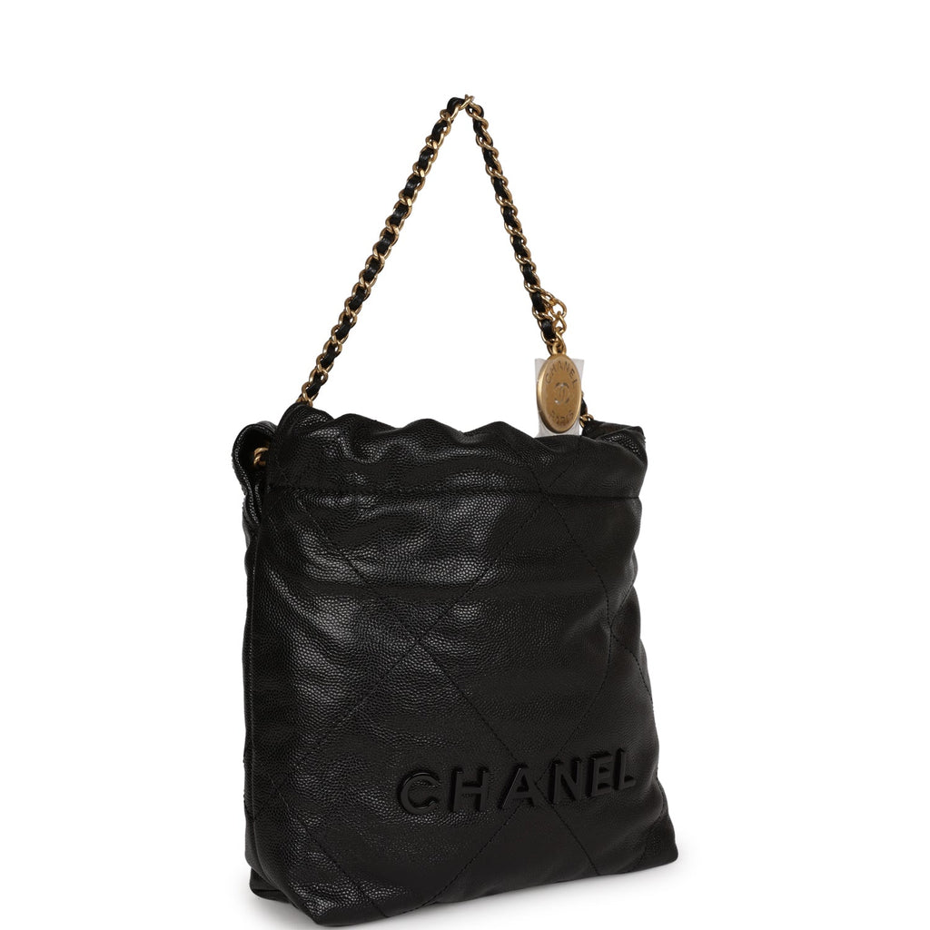 Chanel Mini 22 Bag Black Caviar Gold Hardware