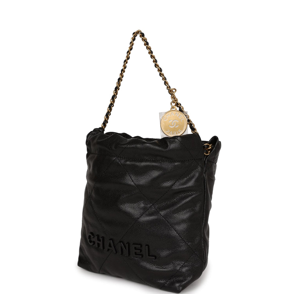 Chanel Mini 22 Bag Black Caviar Gold Hardware – Madison Avenue Couture