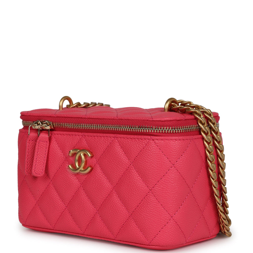 Chanel Small Vanity Case Hot Pink Caviar Brushed Gold Hardware