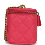 Chanel Small Vanity Case Hot Pink Caviar Brushed Gold Hardware