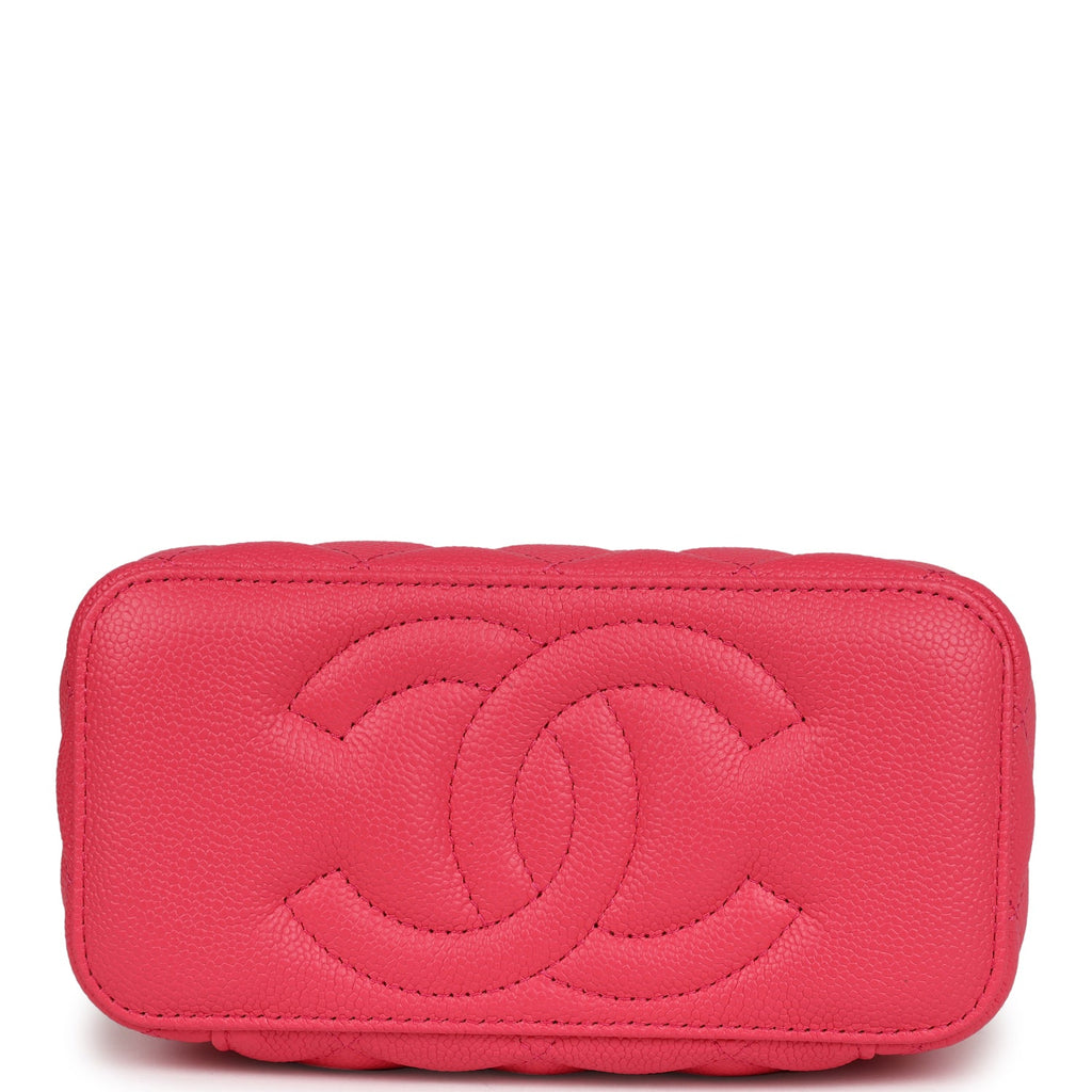 Chanel Small Vanity Case Hot Pink Caviar Brushed Gold Hardware