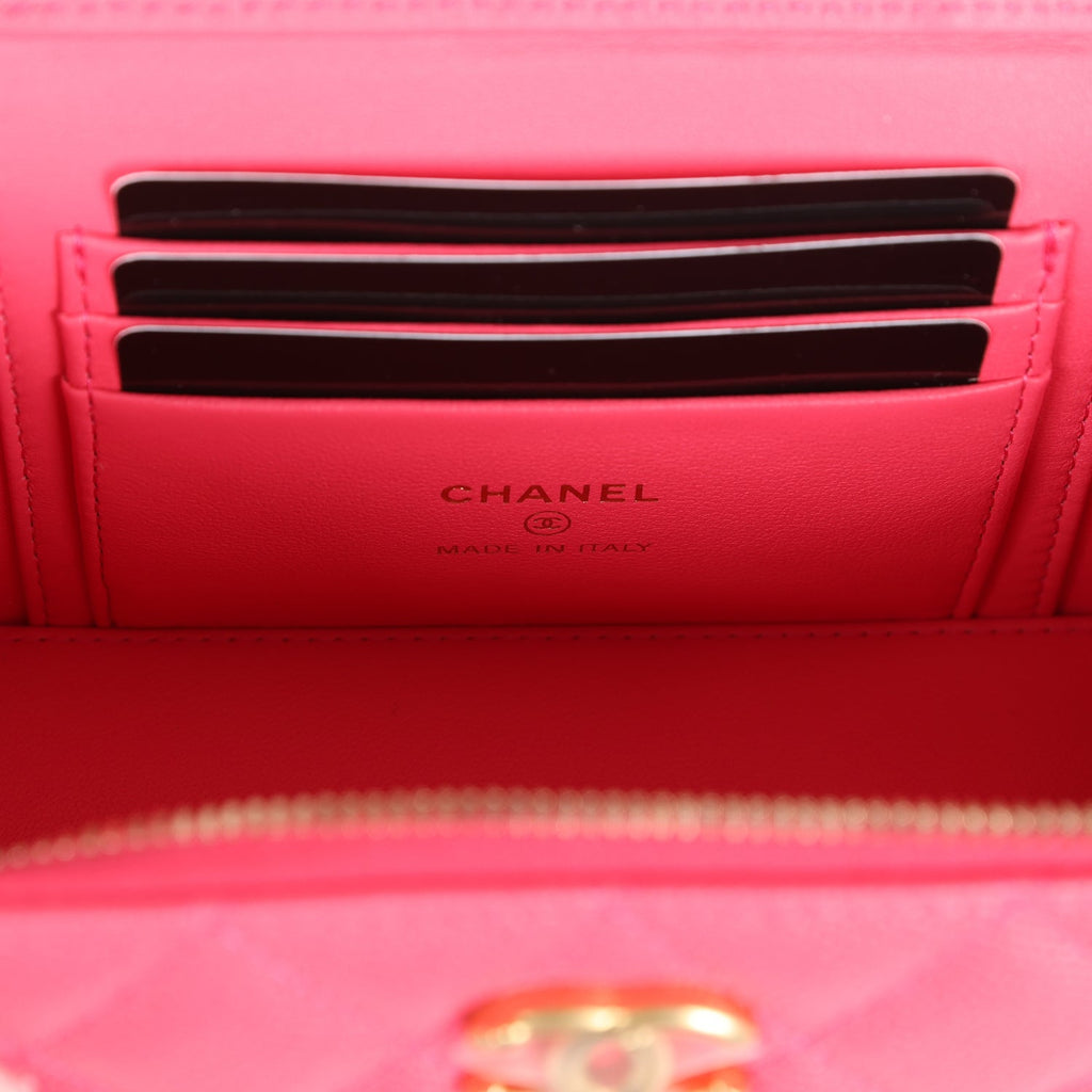 What Goes Around Comes Around Chanel Pink Lambskin Chevron Boy Small