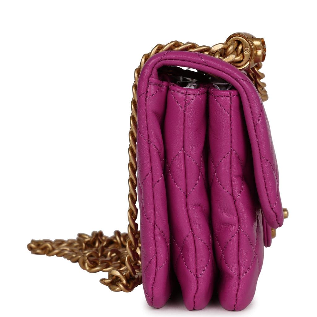 Chanel Small Crush Flap Bag Purple Shiny Aged Calfskin Brushed