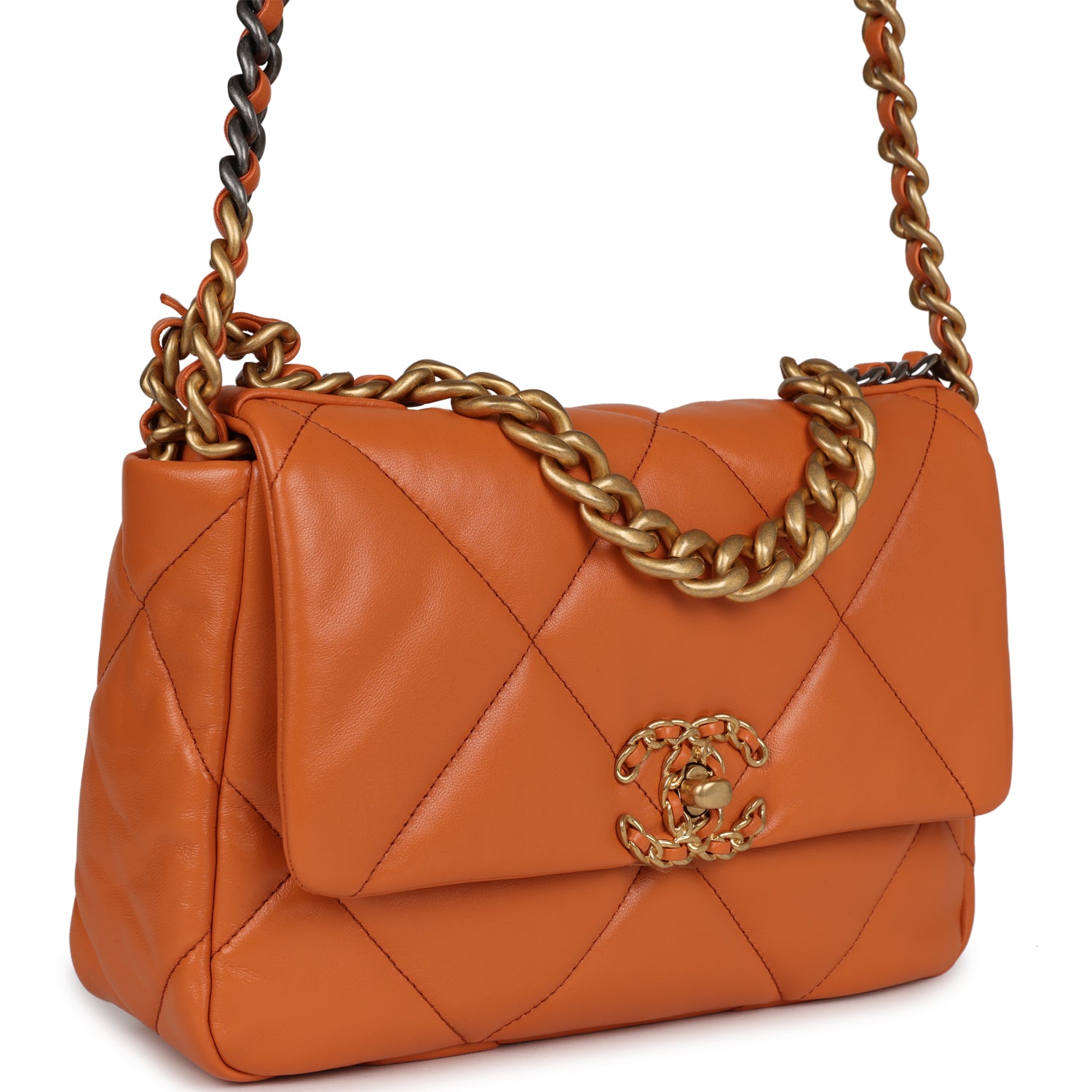 MEDIUM ANDIAMO 25 IN BURNT ORANGE LAMBSKIN