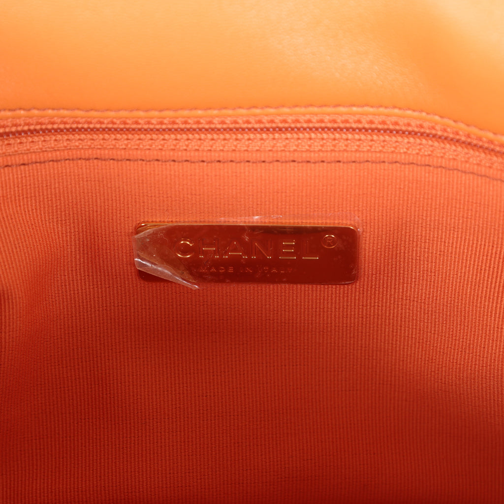 Chanel Medium 19 Flap Orange Lambskin Mixed Metal Hardware