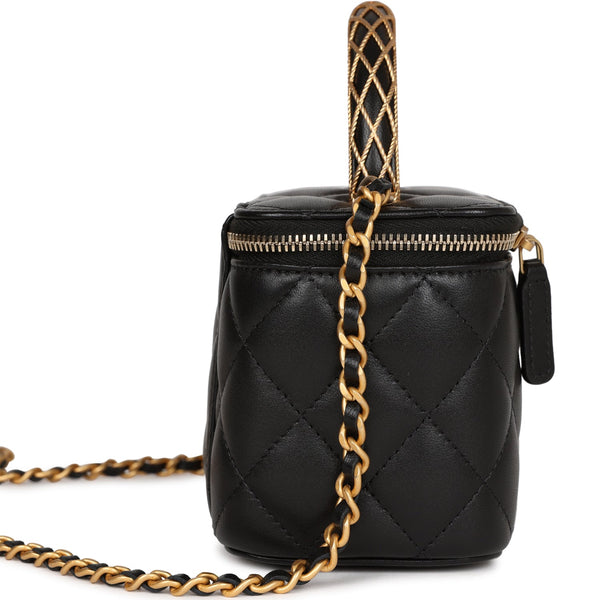 Chanel Minaudière Tote Bag Clutch Mini Vanity Black Calfskin Leather Satchel