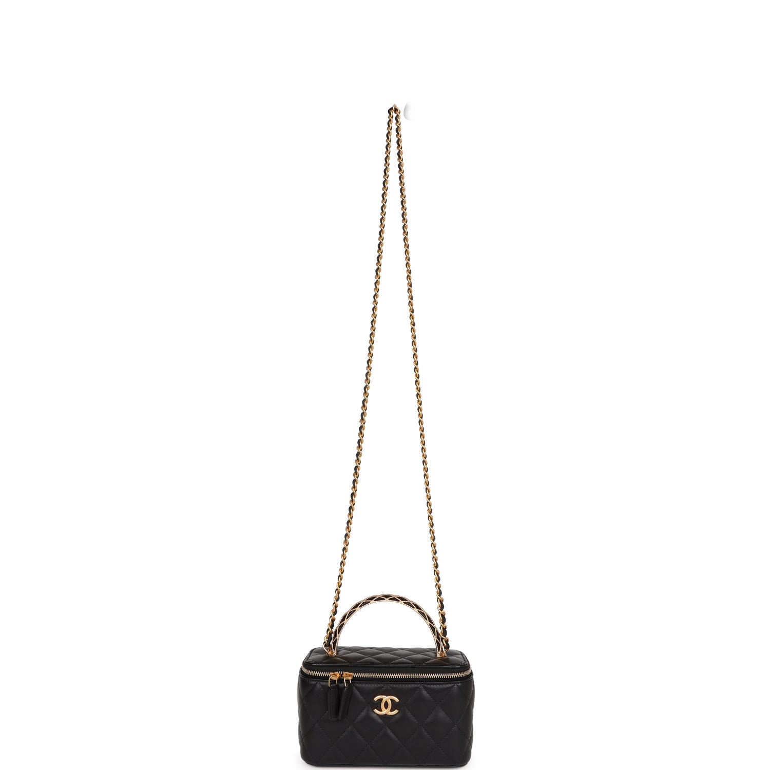 CC MINI 11 VANITY CHAIN IN BLACK CALFSKIN GOLD HARDWARE