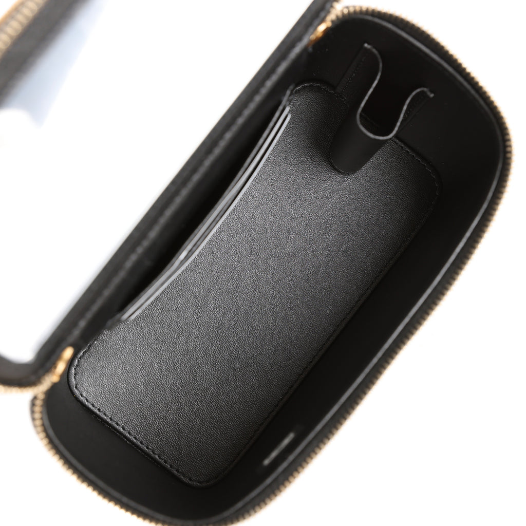 Chanel Mini Vanity Top Handle Case Black Lambskin Brushed Gold Hardware