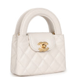Chanel Nano Kelly Shopper White Shiny Aged Calfskin Brushed Gold Hardware