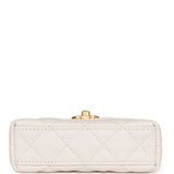 Chanel Nano Kelly Shopper White Shiny Aged Calfskin Brushed Gold Hardware