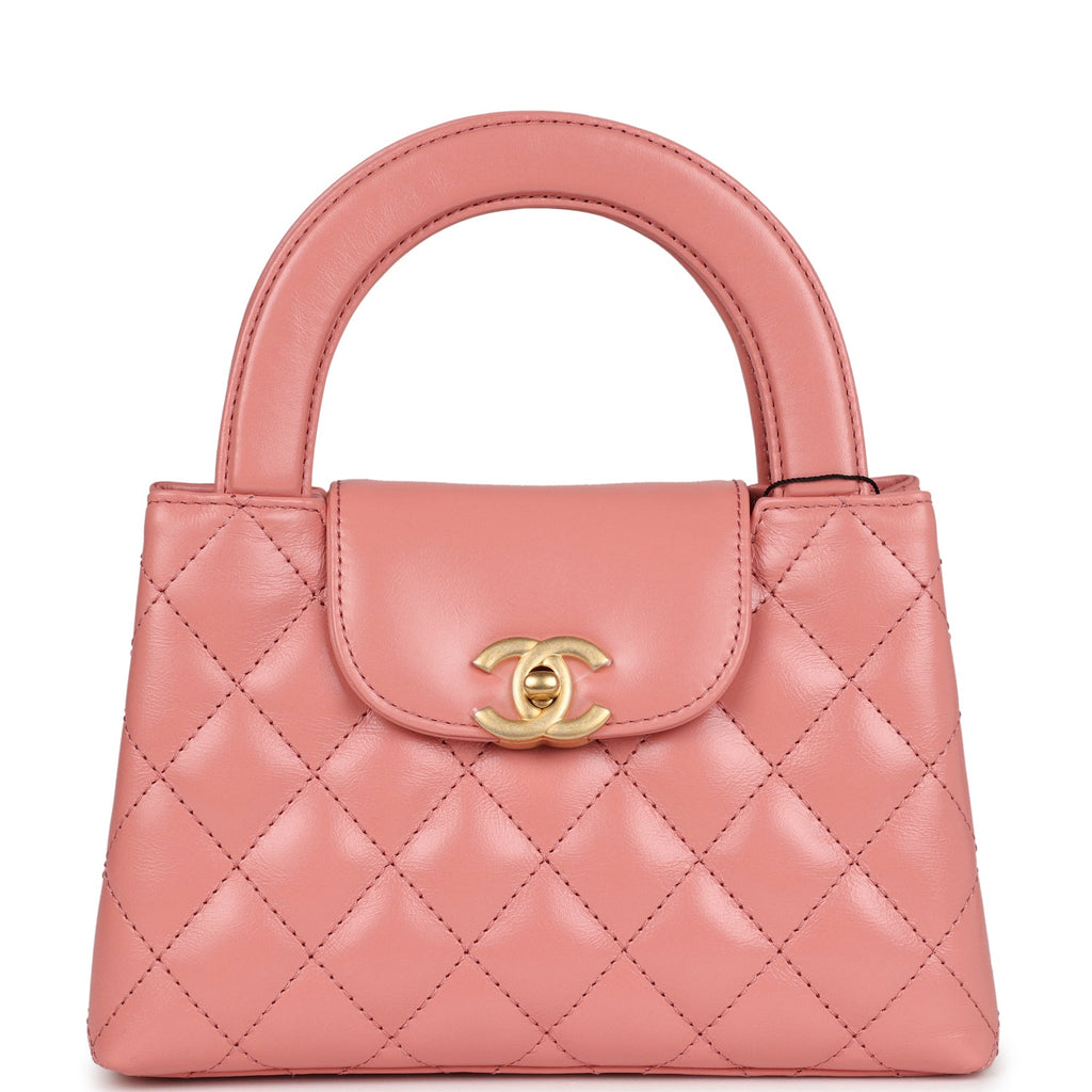 Chanel Small Kelly Shopper Pink Shiny Aged Calfskin Brushed Gold Hardware