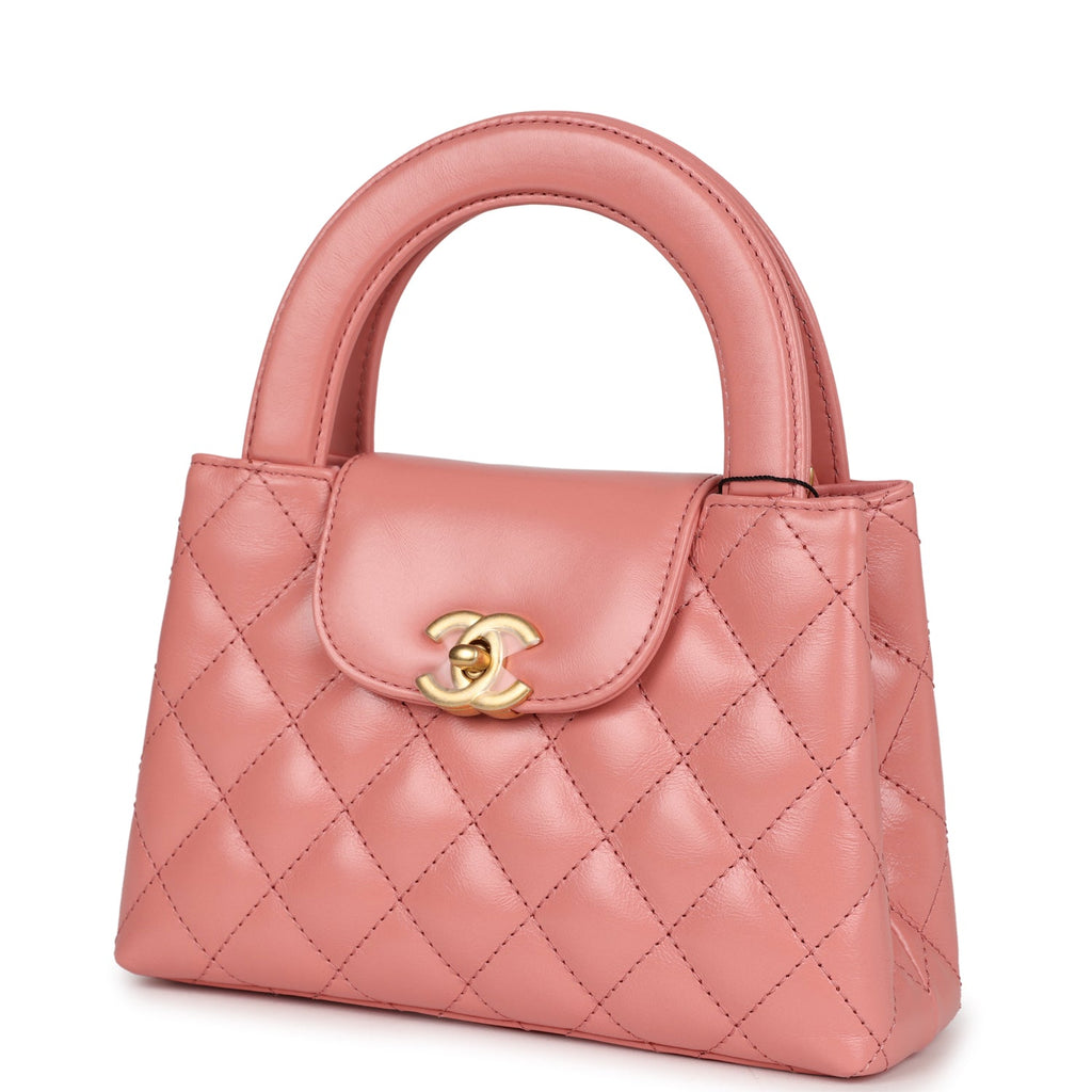 Chanel Small Kelly Shopper Pink Shiny Aged Calfskin Brushed Gold
