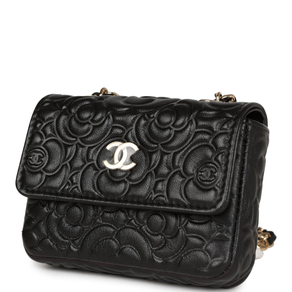 Chanel Red Camellia-Embossed Leather Wallet on Chain - Handbag in