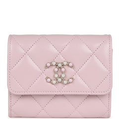 Chanel Mini Crossbody Pearl Wallet Pink Caviar Light Gold Hardware