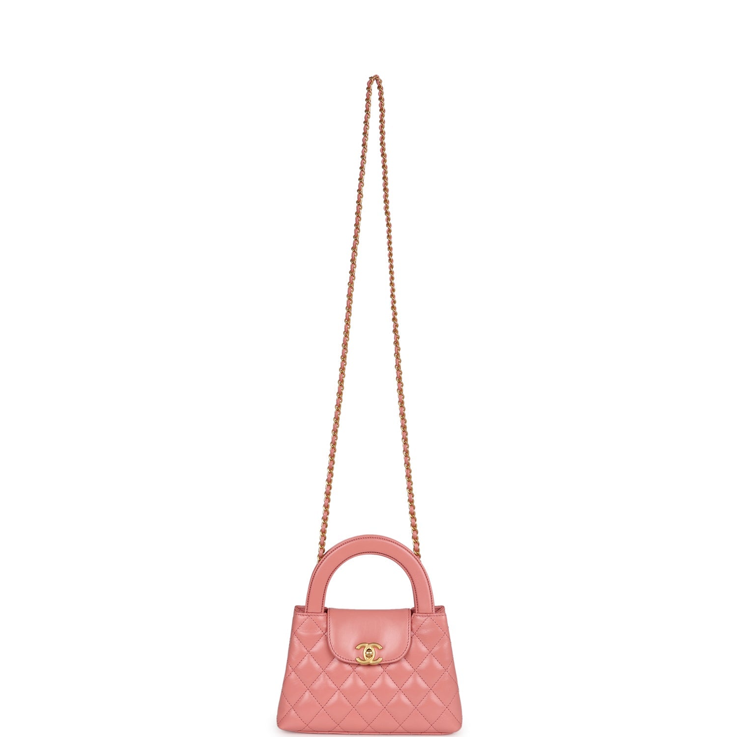 Chanel Small Kelly Shopper Pink Shiny Aged Calfskin Brushed Gold Hardw ...