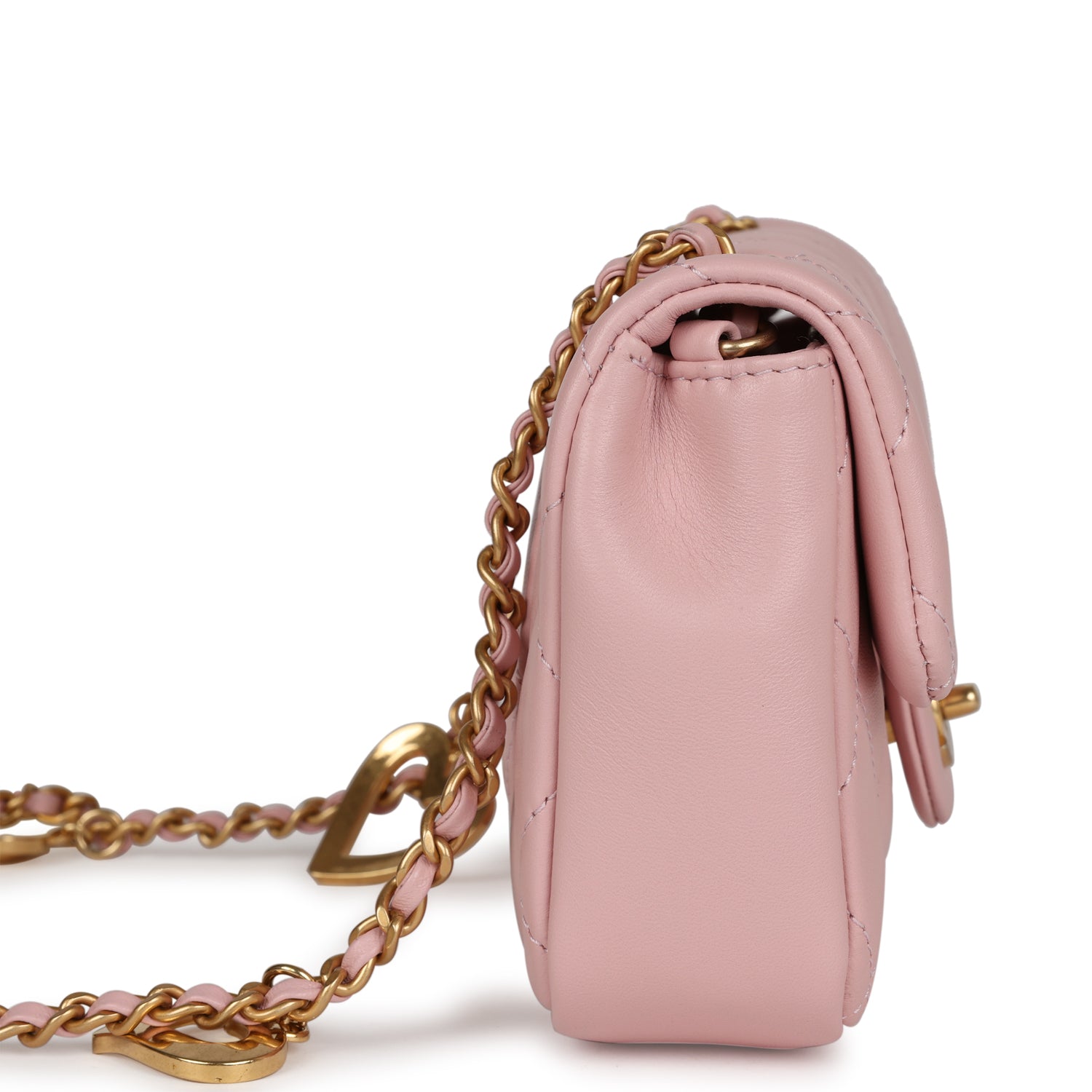 Chanel Mini Rectangular Flap Bag with Heart Chain Pink Lambskin ...