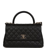 Chanel Small Coco Handle Flap Bag Black Caviar Gold Hardware
