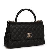 Chanel Small Coco Handle Flap Bag Black Caviar Gold Hardware