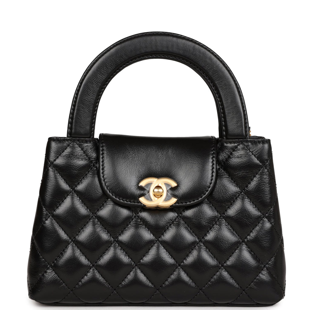Chanel Kelly Mini Shopping Bag Mini 23K Shiny Aged Calfskin Black in Shiny  Aged Calfskin with Gold-Tone - US