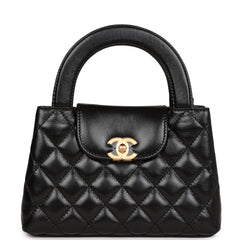 Chanel Small Kelly Shopper Black Shiny Aged Calfskin Brushed Gold Hardware