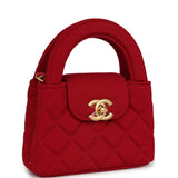 Chanel Nano Kelly Shopper Red Jersey Brushed Gold Hardware