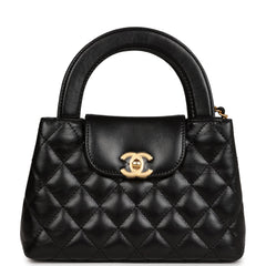 Chanel Small Kelly Shopper Black Shiny Aged Calfskin Brushed Gold Hardware
