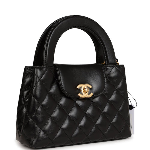 Chanel Small Kelly Shopper Black Shiny Aged Calfskin Brushed Gold Hardware
