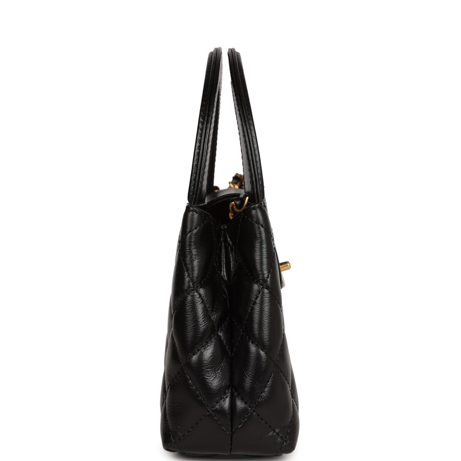 KELLY SHOPPING BAG 19 IN BLACK CALFSKIN GOLD HARDWARE