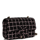 Chanel Mini Camellia Closure Flap Black and Pink Tweed Gold Hardware