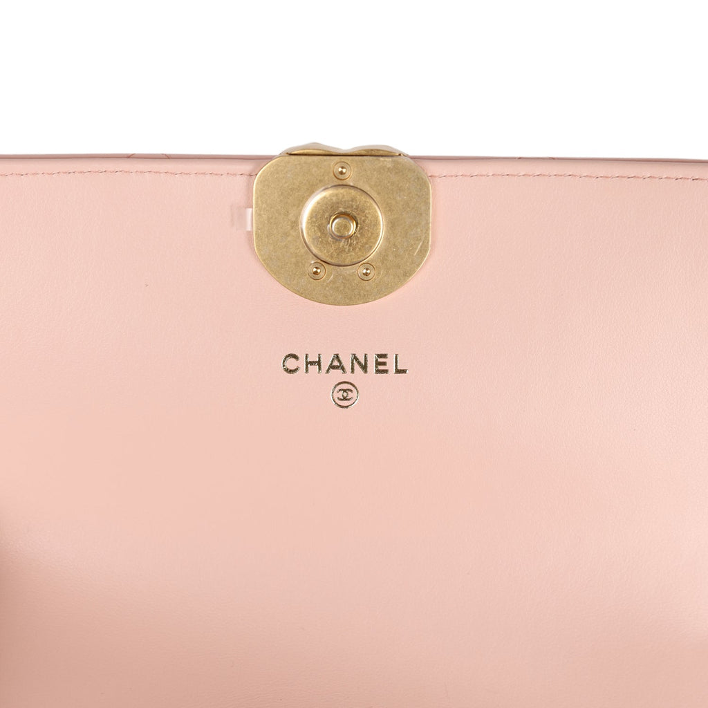 Chanel 19 Mini Flap Light Pink Aged Calfskin Brushed Gold Hardware