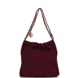 Chanel Small 22 Bag Burgundy and Black Tweed Gold Hardware