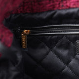 Chanel Small 22 Bag Burgundy and Black Tweed Gold Hardware