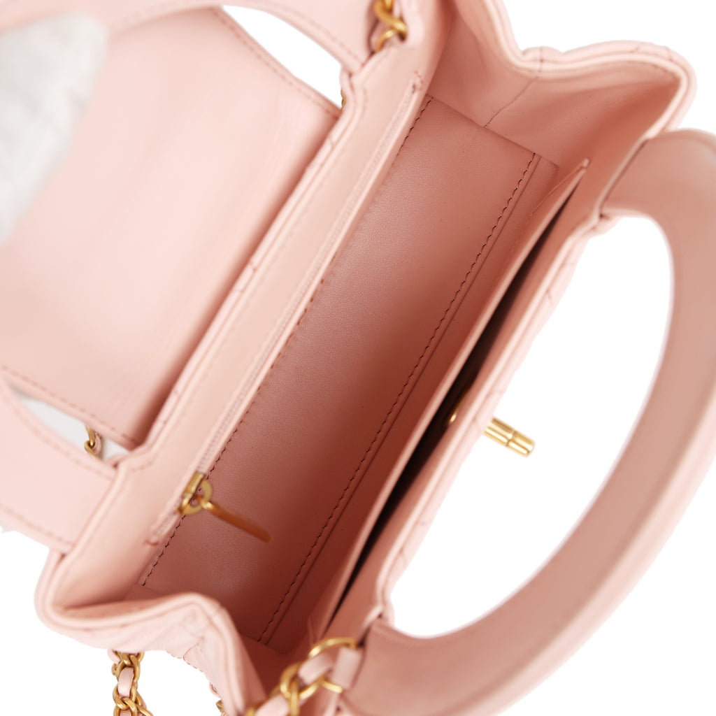 Chanel Small Kelly Shopper Light Pink Shiny Aged Calfskin Brushed Gold Hardware