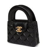 Chanel Nano Kelly Shopper Black Shiny Aged Calfskin Brushed Gold Hardware